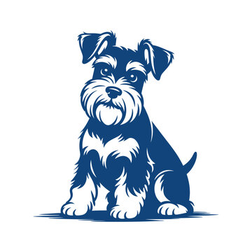 Schnauzer dog illustration stylized blue and white graphic