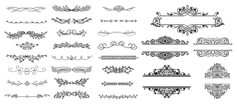 Ornate Vintage Corner Frame Border Flourish Vector Set