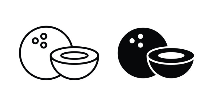 Coconut icon on white background, simple icons.