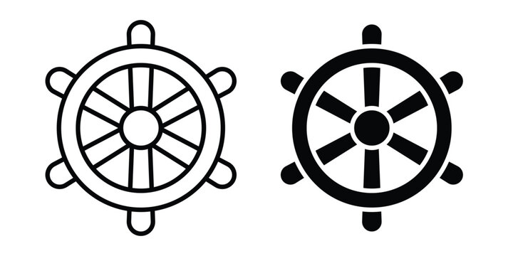 Dharmachakra icon on white background, simple icons.