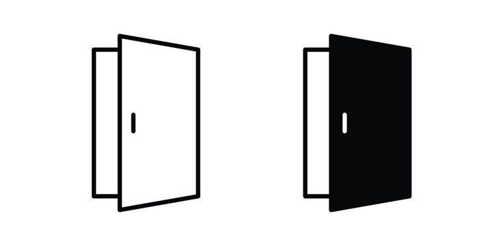 Door open icon on white background, simple icons.