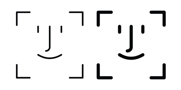 Face id icon on white background, simple icons.
