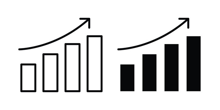 Growth graph icon on white background, simple icons.