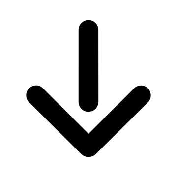 Black down arrow icon with direction movement navigation interface decrease reduction