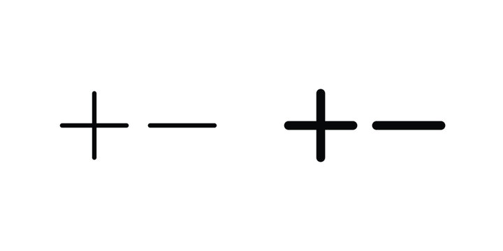 Plus minus icon on white background, simple icons.