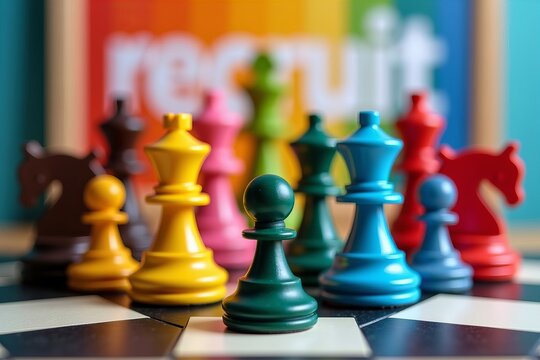 Diverse Chess Pieces: A Symbol of Inclusive Leadership Recruitment and Diversity