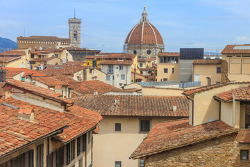 Obraz premium Panoramic view of Florence with rooftops and Cathedral of Saint Mary of the Flower, Tuscany, Italy