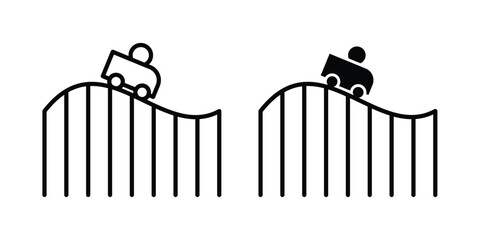 Roller coaster icon on white background, simple icons. © Tareem