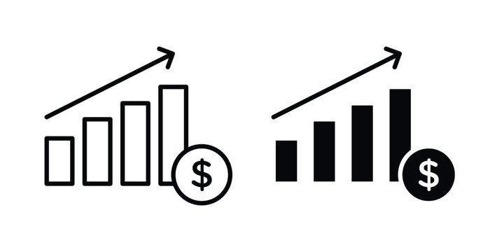 Revenue Growth Icon on white background, simple icons.
