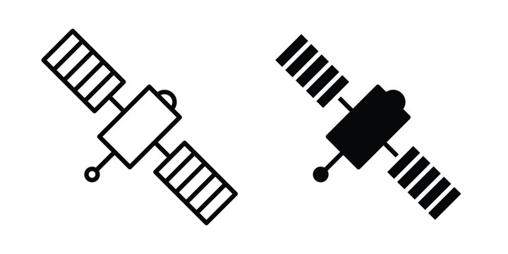 Satellite icon on white background, simple icons.