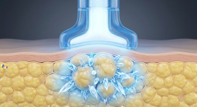 3D illustration of cryolipolysis fat freezing treatment