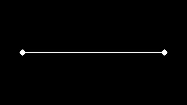 Animated 2D white horizontal line with diamond endpoints on black background for minimalist video dividers artistic transitions and creative storytelling project designs.
