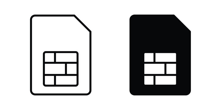 Sim card icon on white background, simple icons.