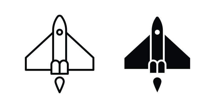 Space shuttle icon on white background, simple icons.