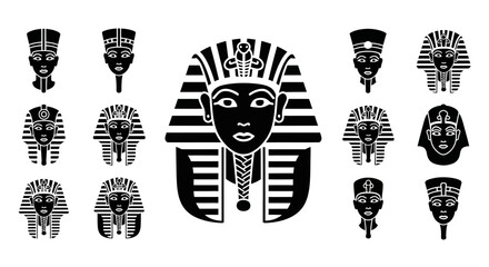 Naklejka premium Egyptian Pharaoh Icons Collection - Ancient Royalty and History