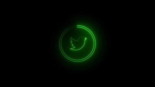 Neon dove bird icon brown cyan color glowing animated black background