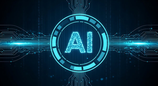 Ai technology concept with glowing circular interface artificial intelligence machine learning technology circular interface futuristic background innovation computer