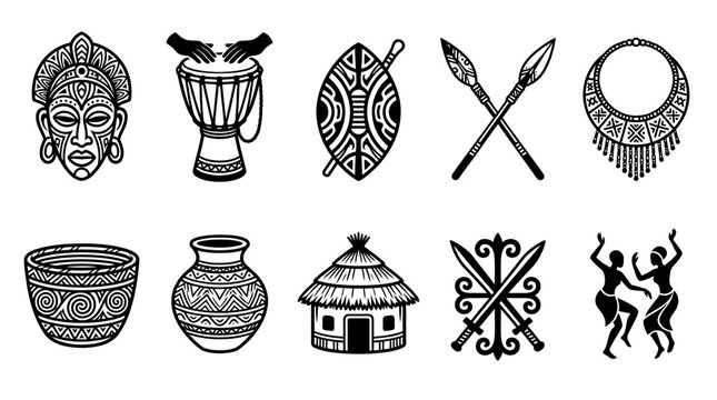 African tribal art and symbols.