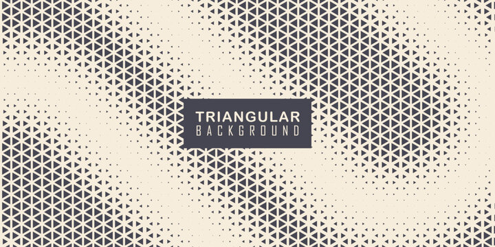 Triangle Shapes Vector Abstract Geometric Technology Background. Radial Composition Halftone Frame Triangular Retro Simple Pattern. Minimal Style Dynamic Tech Wallpaper