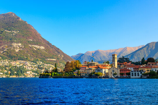 Panoramic view of Torno town on Lake Como in Italy
