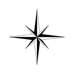 Fototapeta premium Simple black compass rose with eight points on a white background