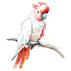 Cockatoo, watercolor clipart vector, isolated on a white background. © nexora