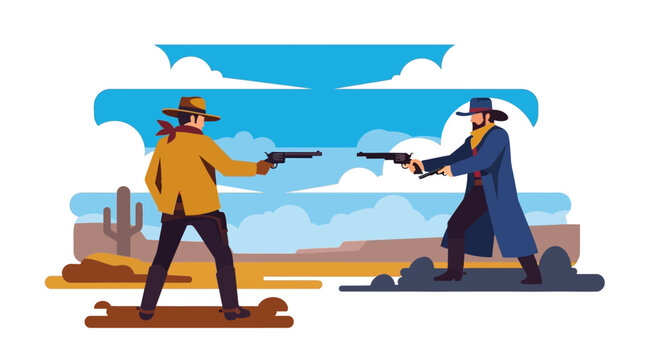 Two Men Facing Each Other Guns.