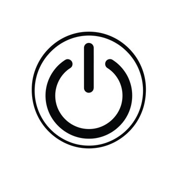 Simple black power button on a white background