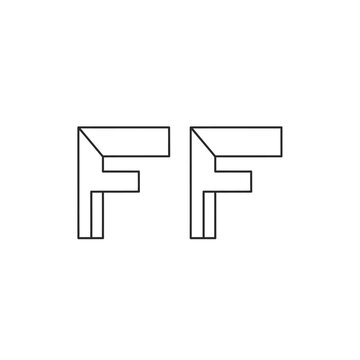 Geometric outline letter f monogram on white background