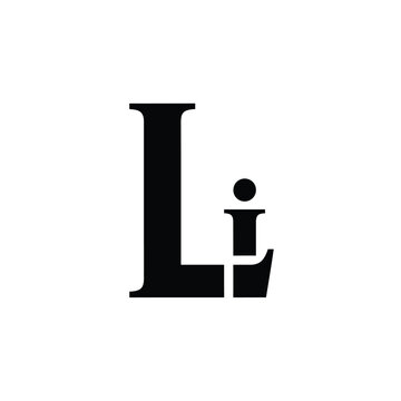 Black serif letter l and lowercase i combined into a monogram on white background