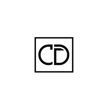 Minimalist cd letter monogram inside a square frame