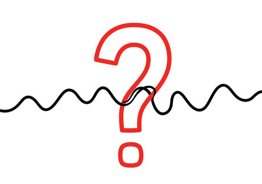 Red question mark symbol with black wavy horizontal line concept
