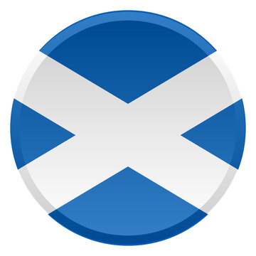 Scotland Flag Round Disc and 3D Transparent Glossy Button Icon