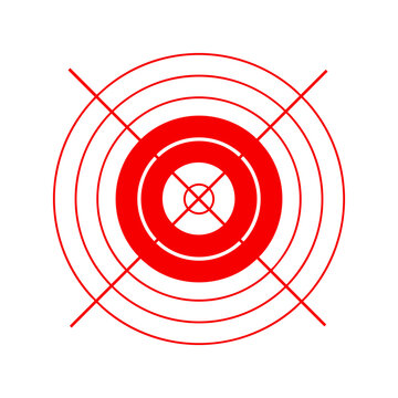 Target Symbol. Black target symbol with circles. Black target icon with crosshairs. Target achievement icon with check mark and arrows indicating success. Success.