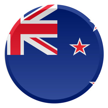 New Zealand Flag Round Disc and 3D Transparent Glossy Button Icon