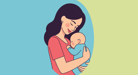 Loving Mother Holding Newborn Baby Close, Gentle Embrace, Maternal Bond, Family © lato