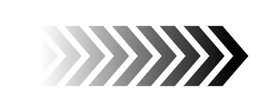 Gradient chevron arrow pattern. Abstract directional movement design. Modern forward indicator symbol on transparent background.