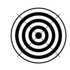 Target Symbol. Black target symbol with circles. Black target icon with crosshairs. Target achievement icon with check mark and arrows indicating success. Success. © Mylifeontopdm