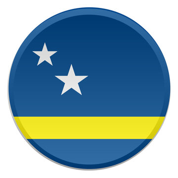 Cura&ccedil;ao Flag Round Disc and 3D Transparent Button Icon