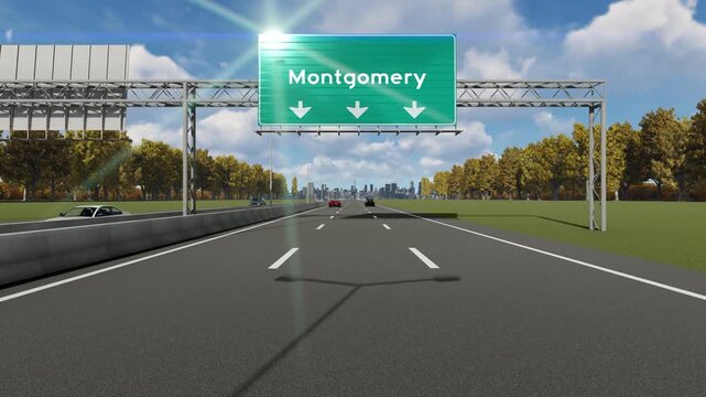 Montgomery city signboard on highway