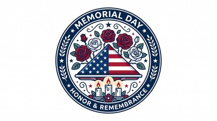 Obraz premium Memorial day tribute with patriotic elements and floral accents