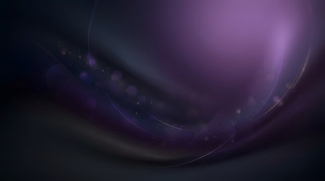 Vibrant purple abstract background with glowing curves and bokeh lights