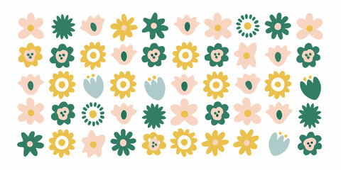 Obraz premium Floral pattern with stylized flowers colorful vector illustration on white background