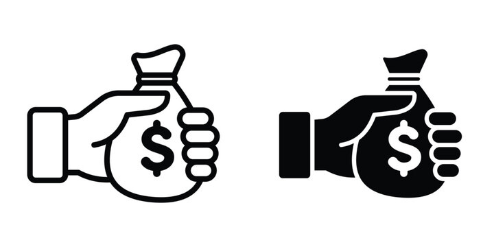 Hand holding money icon design illustration drawings