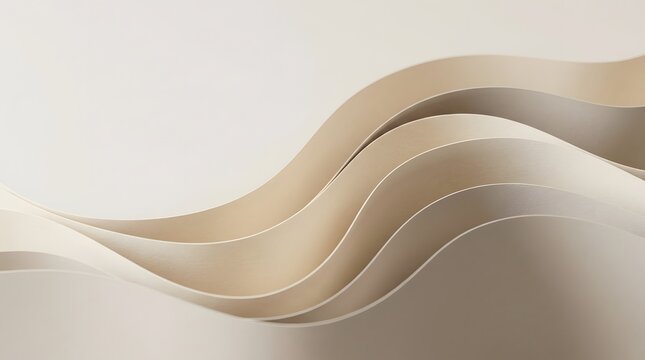Elegant beige paper waves abstract background for minimalist design and creative projects