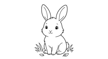 Obraz premium Cute rabbit coloring page colored vector illustration with bunny character for kids activity design