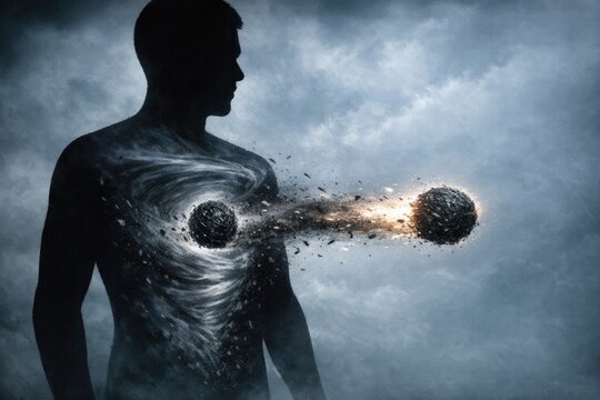 A person surrounded by flames, ideal for dramatic or apocalyptic scenes
