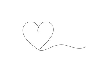 Fototapeta premium Continuous one line drawing of a romantic heart shape with line art