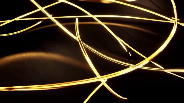 Abstract golden fractal background with glowing stars abstract animation 4k video