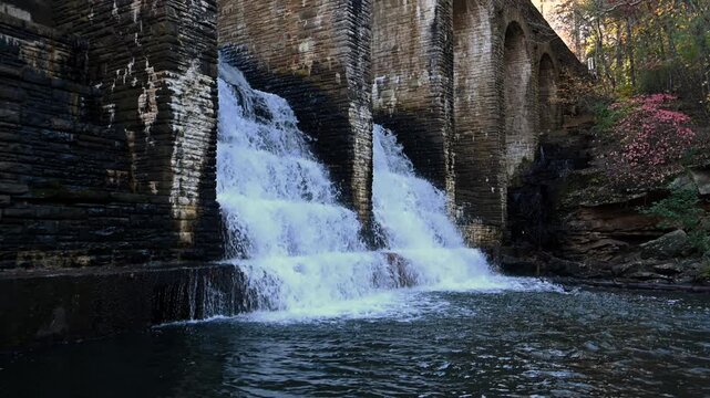Tennessee, Cascade waterfall on the historic Byrd Creek Dam located at Cumberland Mountain State Park